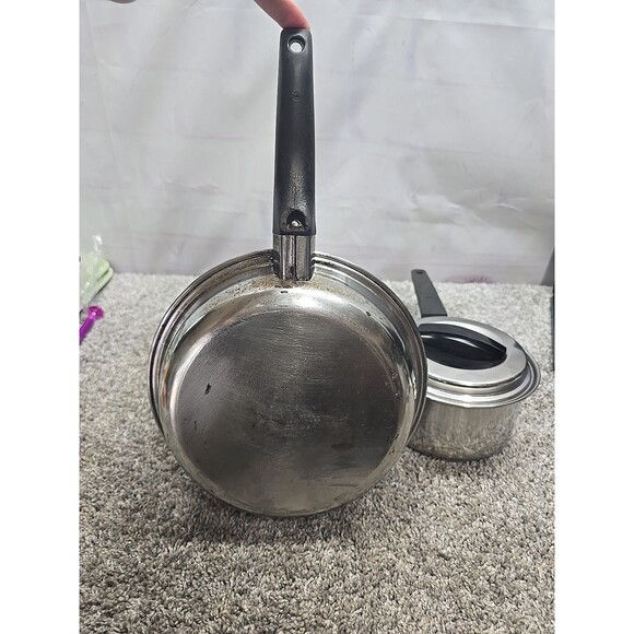 Vintage Flint Ware By Ekco 1 Qt Stainless Steel Sauce Pan With Lid And Skillet - Picture 10 of 16